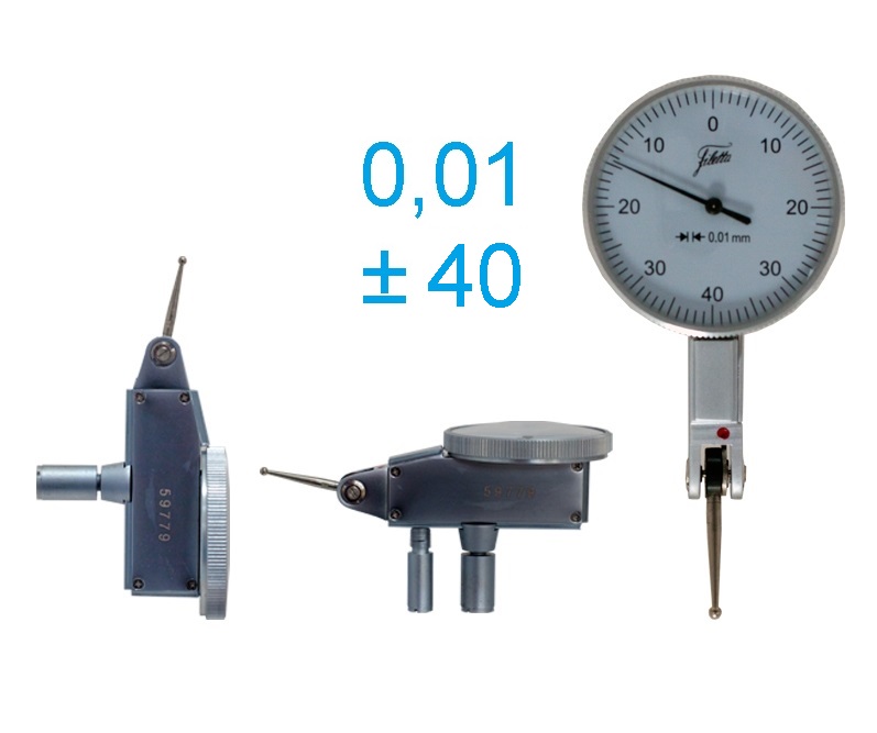 Páčkový úchylkoměr 0,8/0,01 mm, číselník 0-0,4-0, průměr 40 mm