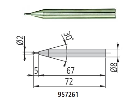 Kuličkový dotek o průměru 2 mm pro výškoměr LH-600