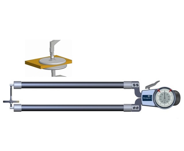 Úchylkoměr s měřicími rameny pro vnější měření 0-100 mm, talířky průměr 50 mm