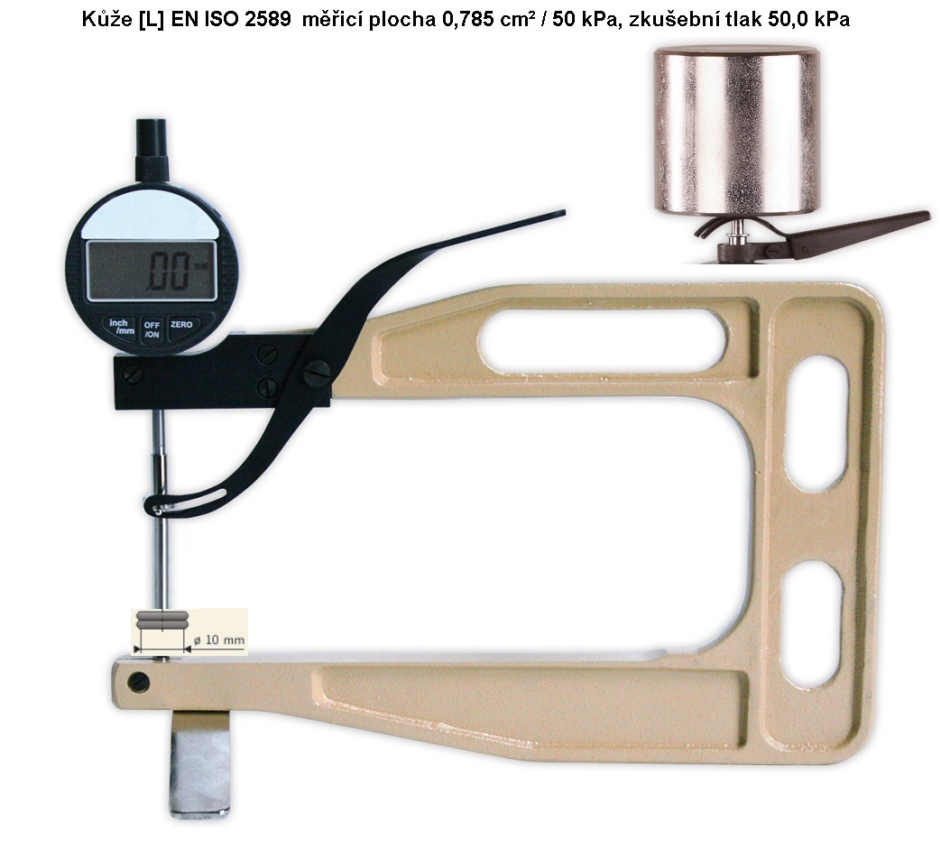 Digitální tloušťkoměr na kůži 0-25 mm, třmen 200 mm, doteky prům. 10 mm (50 kPa/0,785 cm2)