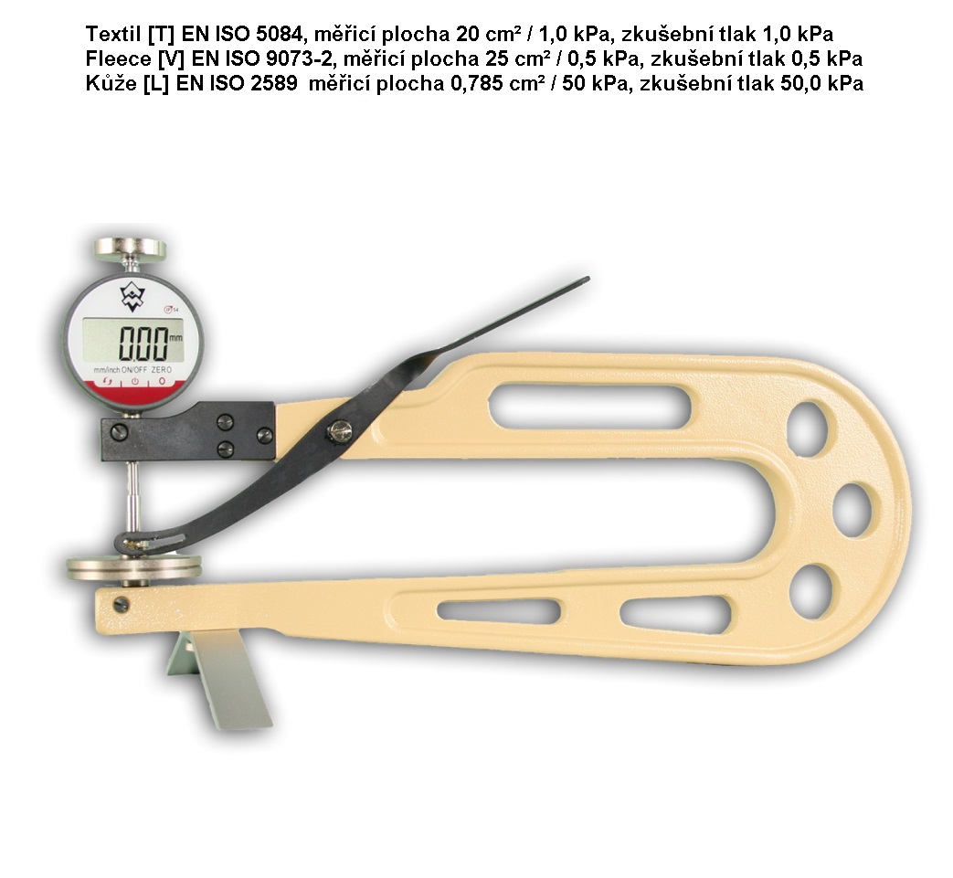 Digitální tloušťkoměr na fleece 0-25 mm,třmen 300 mm,doteky prům.56,42 mm (0,5 kPa/25 cm2)