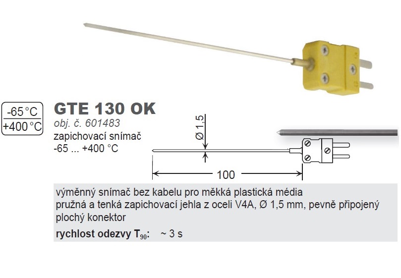 Zapichovací snímač pro měkká plastická média typ K,  (-65÷400)°C
