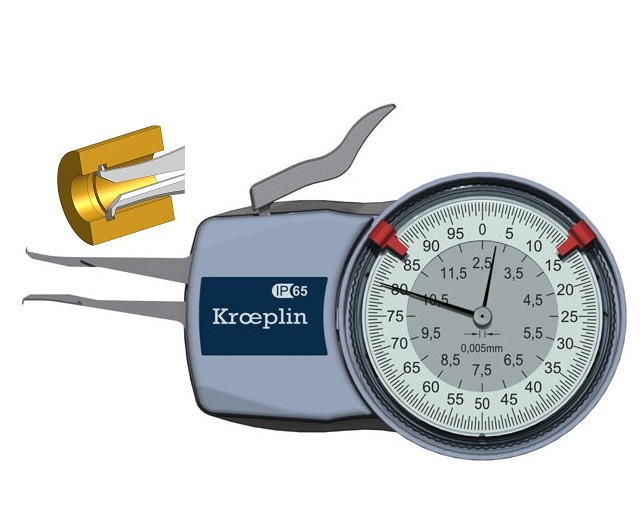 Úchylkoměr Kroeplin s měřicími rameny pro vnitřní měření 2,5-12/0,005 mm