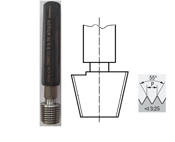 Závitový kalibr - trn kuželový min/max 17E-I-2 ISO 11363 (DIN 477-F2-27-24-288 W19,8x1/14)