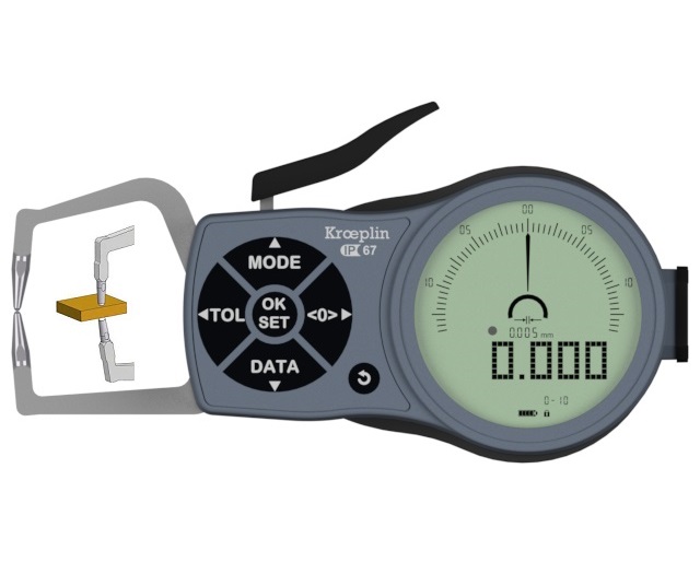 Digitální úchylkoměr s měřicími rameny pro vnější měření 0-10 mm