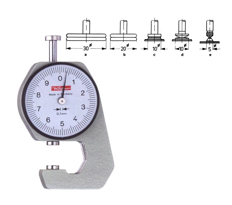 Desetinový tloušťkoměr 0-10 mm, měřicí doteky průměr 10 mm