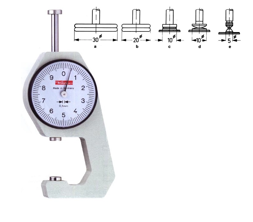 Desetinový tloušťkoměr 0-20 mm, měřicí doteky průměr 10 mm