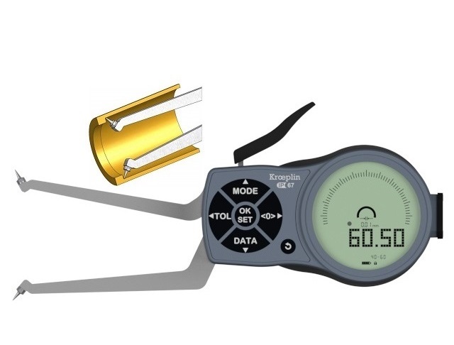 Digitální úchylkoměr s měřicími rameny pro měření zápichů 40-60 mm