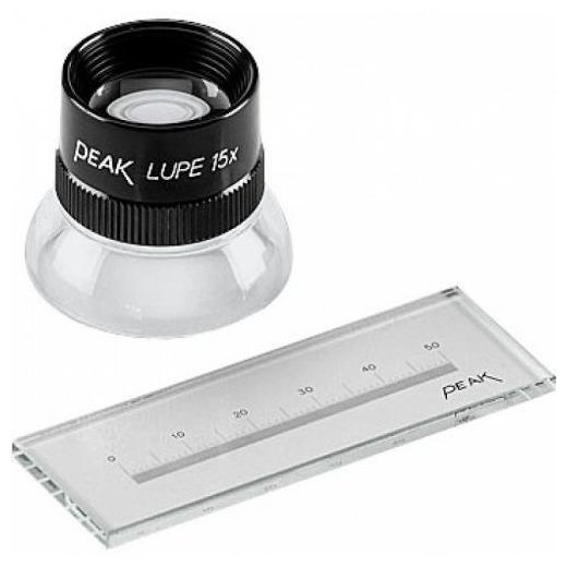 PEAK 1972-50 - Univerzální skleněné měřítko 50mm s lupou PEAK1972 se zvětšením 15x