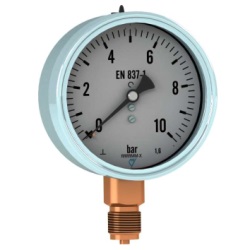 Průmyslový vodotěsný manovakuometr -100-0-60 kPa; 1%, průměr 100 mm, spodní závit