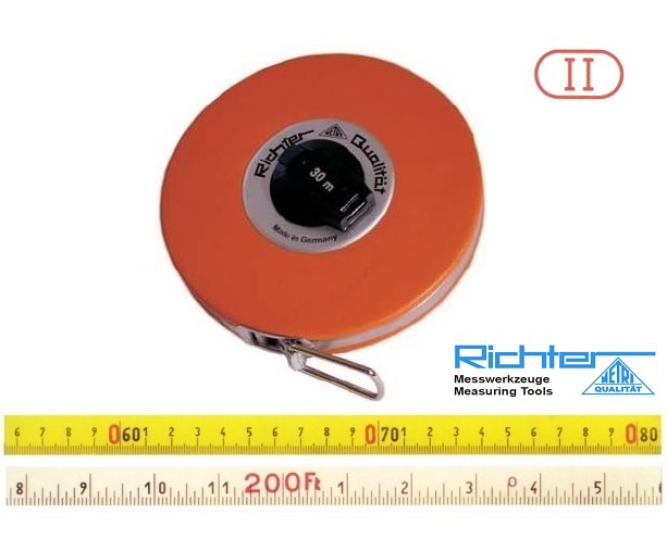 30m - Měřící pásmo sklolaminátové, stupnice oboustranná mm / inch, přesnost EG II