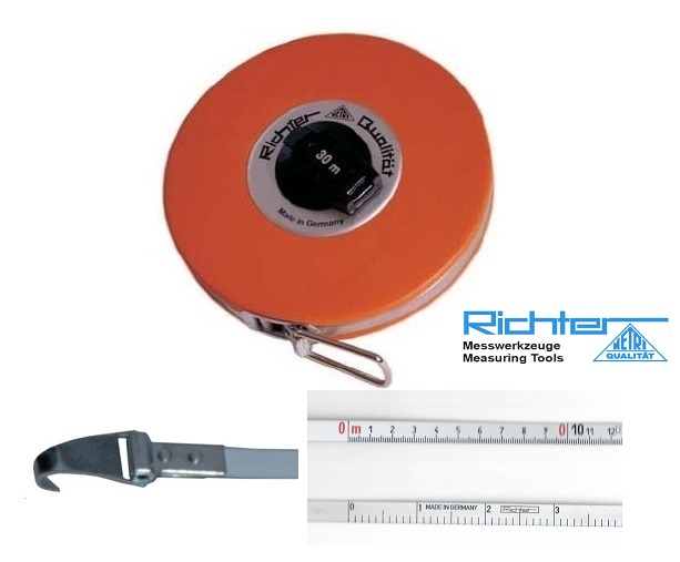 5m - Měřící pásmo pro měření délek a průměrů - ocel, bílý lak, očko zapichovací hák