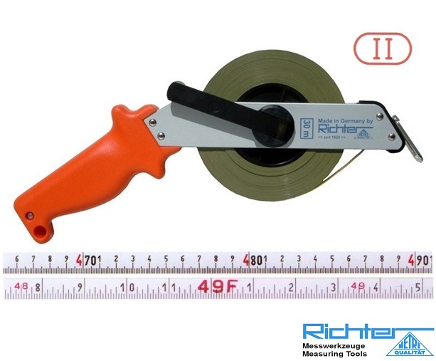 15m - Měřící pásmo ocelové, bílý lak, stupnice oboustranná mm / inch, EG II