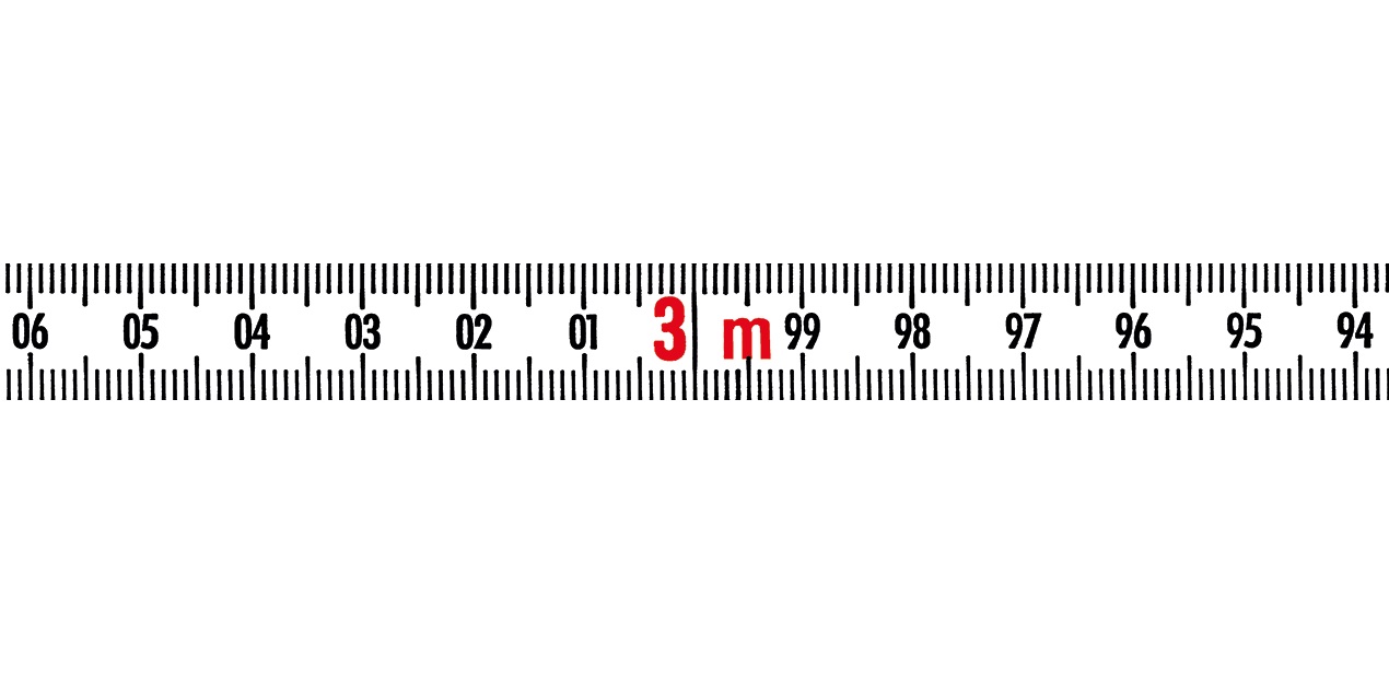 15m (x10mm) - Nelepící měřící pásek ocel, bílý lak, značení zprava doleva