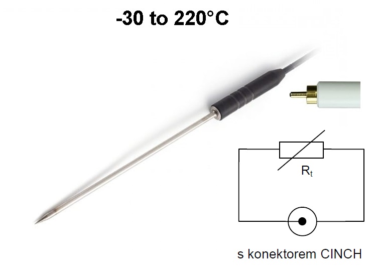 Teplotní sonda 301-220/C s čidlem Ni1000, kabel 1m, konektor CINCH