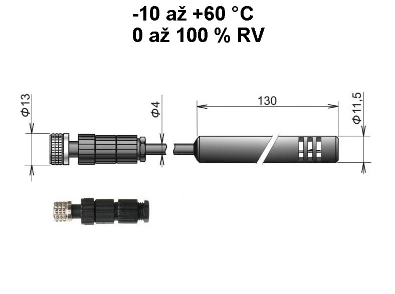 Ultra tenká sonda teploty a relativní vlhkosti s digitálním výstupem, kabel 1m ELKA