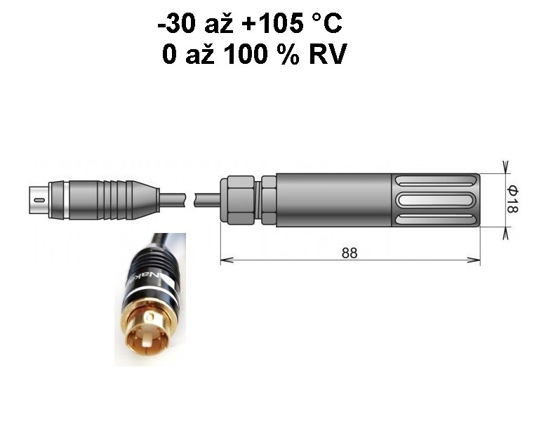 Sonda teploty a relativní vlhkosti s digitálním výstupem, na kabelu 1 m, konektor MiniDin