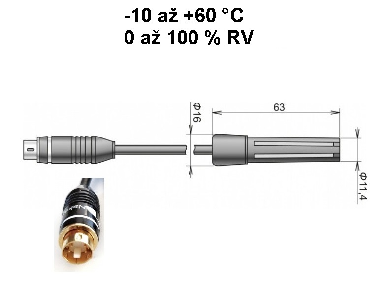 Sonda teploty a relativní vlhkosti DIGIS s digitálním výstupem,kabel 10m, konektor MiniDin