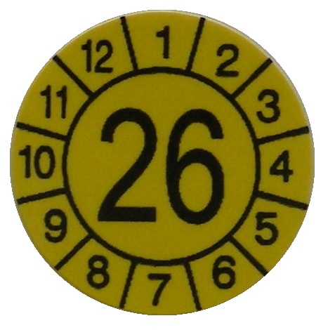 Samolepící kalibrační štítek r. 26, průměr 12 mm