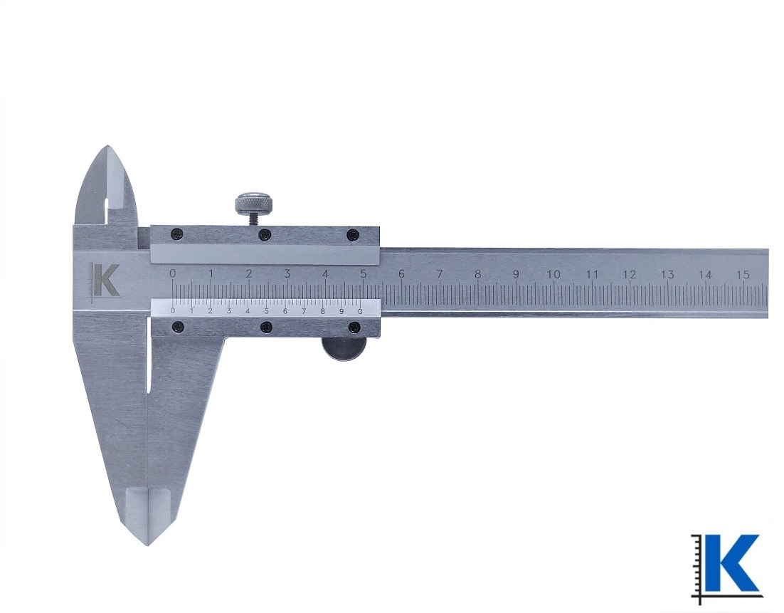Posuvné měřítko KMITEX 0-300 mm, 0,02 mm, s hloubkoměrem a vnitřním měřením, jemné stavění
