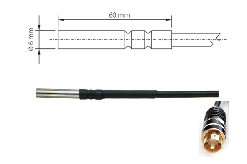 Teplotní sonda Pt1000TG68/M, konektor MiniDin, kabel 5 metrů