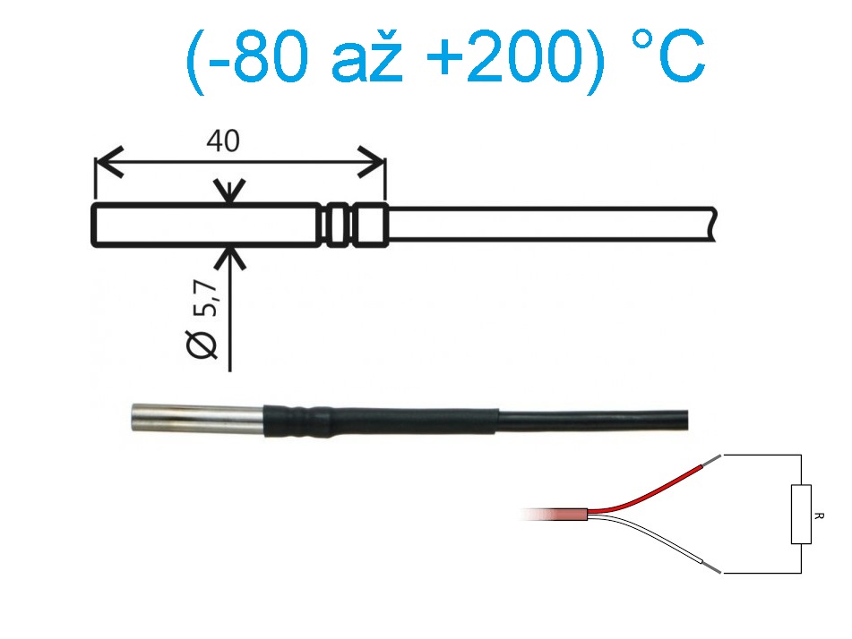 Teplotní sonda Pt1000TG8, kabel 2m, bez konektoru