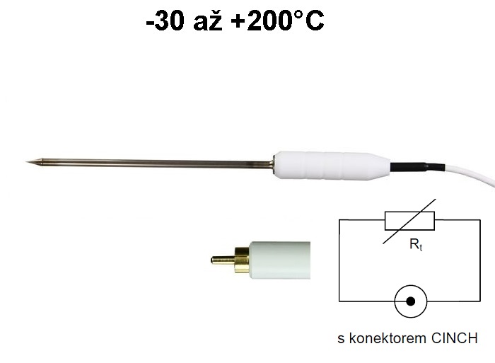 Teplotní sonda 2061-200/C s čidlem Pt1000, konektor CINCH, kabel 5 metrů