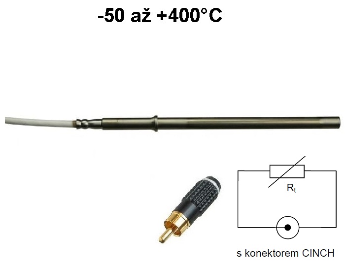 Teplotní sonda Pt1000TR050S/C, konektor CINCH, kabel 1 metr