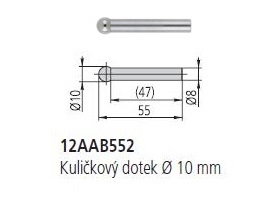 Kuličkový dotek průměr 10 mm pro výškoměr LH-600 Mitutoyo, délka 55 mm