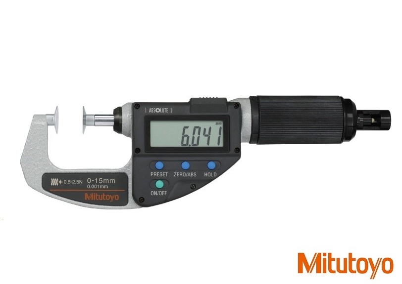 Dig. třmenový mikrometr Mitutoyo 0-10 mm s  neotáčivými talířkovými měřícími doteky