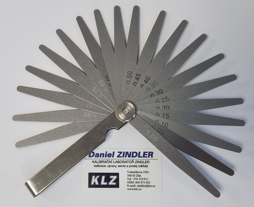 Spárové měrky sada 20 ks (0,05÷1,00) mm INSIZE, L-100 mm, DIN 2275
