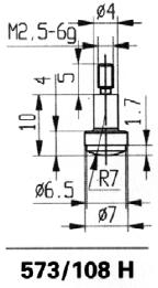 Tvrdokovový kulový měřicí dotek Käfer, průměr 7 mm, R7 mm, délka L: 10 mm