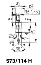 Jehlový tvrdokovový měřicí dotek 90° Käfer, N 7,4 mm, L: 15 mm
